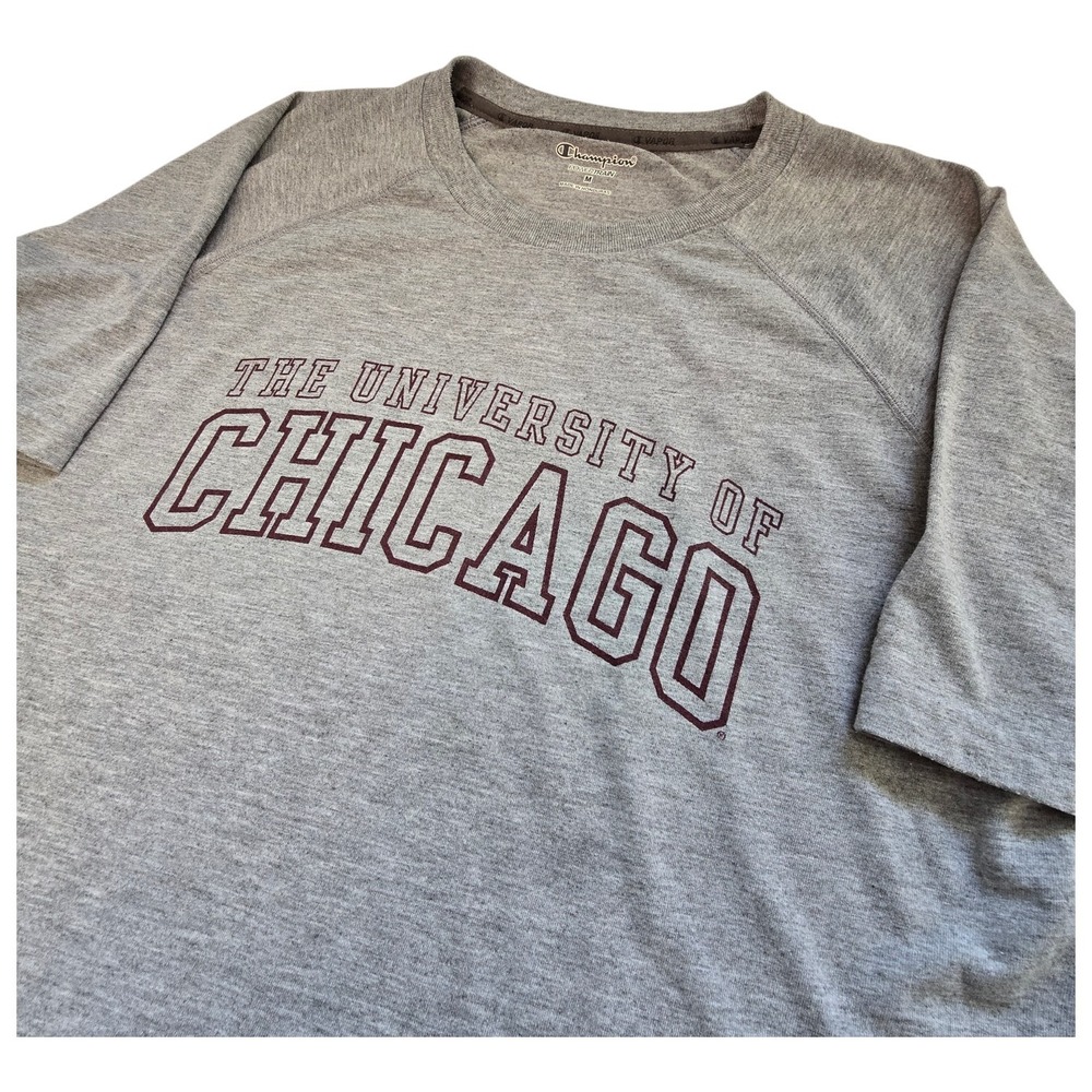 Champion University of Chicago Shirt Sleeve T-shirt Unisex MED Gray Outline Logo